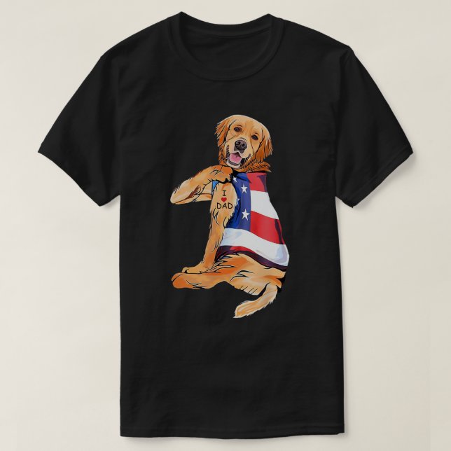 Golden Retriever Hund Tattoo I Liebe Vater T - Shi T-Shirt (Design vorne)