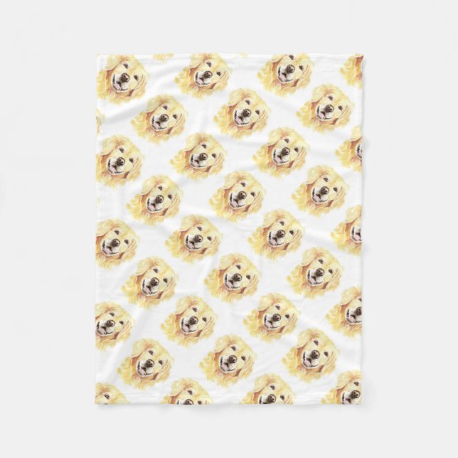 Golden Retriever Hund Tier Aquarell Fleecedecke (Vorderseite)