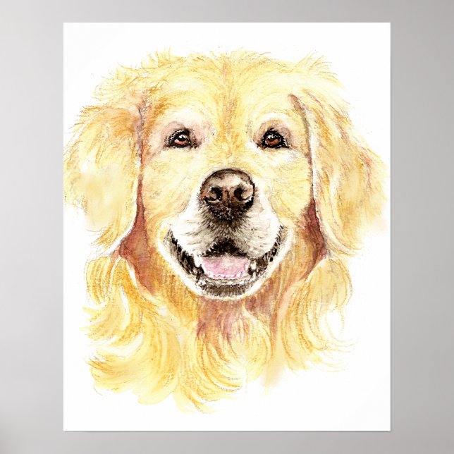 Golden Retriever Hund Tier Aquarell Poster (Vorne)