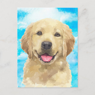 Golden Retriever Hund Tier Aquarell Postkarte