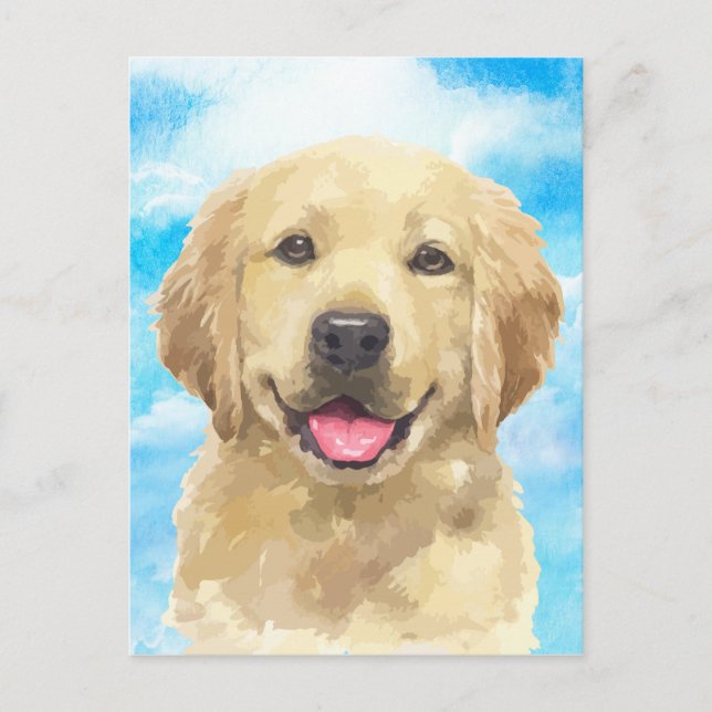Golden Retriever Hund Tier Aquarell Postkarte (Vorderseite)