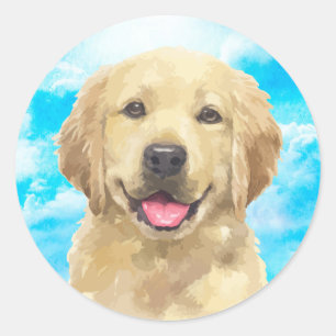 Golden Retriever Hund Tier Aquarellkleber Runder Aufkleber