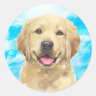 Golden Retriever Hund Tier Aquarellkleber Runder Aufkleber