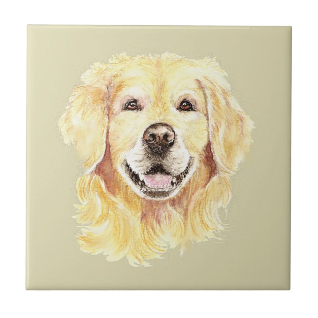 Golden Retriever Hund Tier Fliese (Vorderseite)
