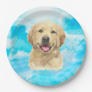 Golden Retriever Hund Tier Wasserfarbe Pappteller