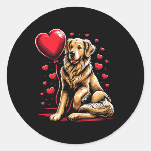 Golden Retriever Hund Valentinstag Hundebesitzer V Runder Aufkleber