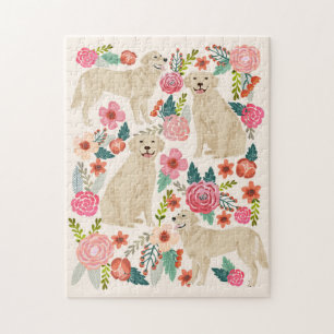 Golden Retriever Hund Vintage Blumen Puzzle