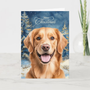 Golden Retriever Hund Waldweihnachten Feiertagskarte