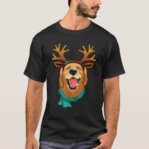 Golden Retriever Hund Weihnachten Rentiere Geweih T-Shirt
