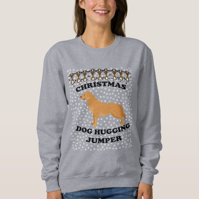 Golden Retriever Hund Weihnachts-Hund umarmt Sweatshirt (Vorderseite)