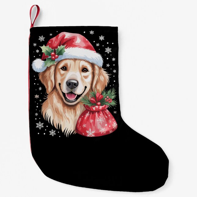 Golden Retriever Hund Weihnachts-Weihnachtsfeier Kleiner Weihnachtsstrumpf (Vorderseite)