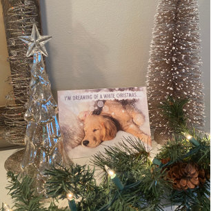 Golden Retriever Hund Weiße Weihnachtskarte Feiertagskarte