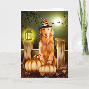 Golden Retriever Hund zu Halloween Karte