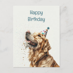 Golden Retriever Hund zum Geburtstag Postkarte