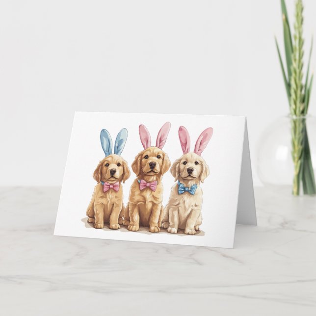 Golden Retriever Hunde Bunny Ears Feiertagskarte (Vorderseite)