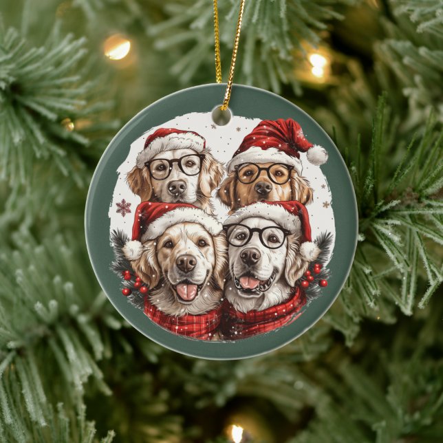 Golden Retriever Hunde Keramik Ornament (Baum)