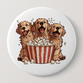 Golden Retriever Hunde Movie Popcorn Eimer Button