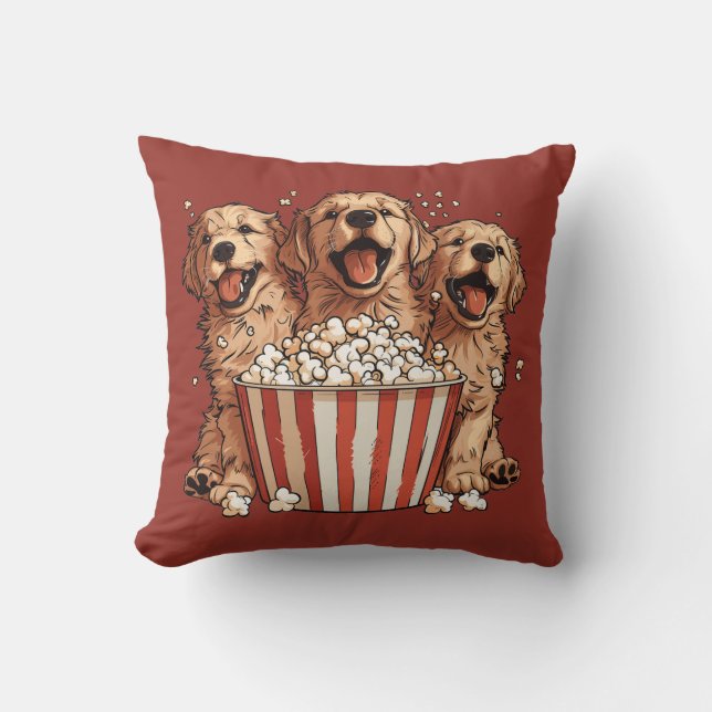 Golden Retriever Hunde Movie Popcorn Eimer Kissen (Vorderseite)