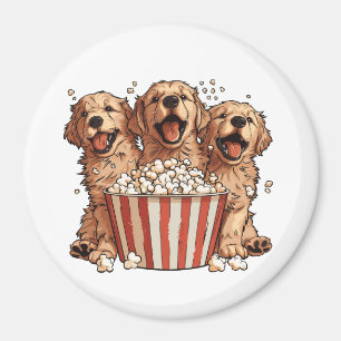 Golden Retriever Hunde Movie Popcorn Eimer Magnet