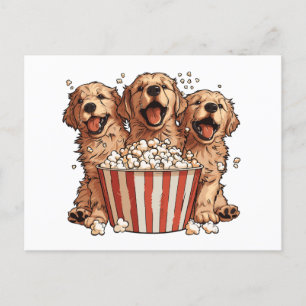 Golden Retriever Hunde Movie Popcorn Eimer Postkarte