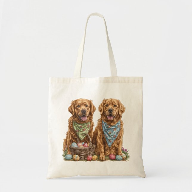 Golden Retriever Hunde Ostern Korb Tragetasche (Vorne)
