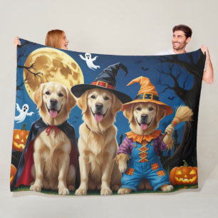 Golden Retriever Hunde Pumpkin Halloween Funny Fleecedecke