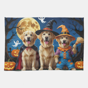 Golden Retriever Hunde Pumpkin Halloween Funny Geschirrtuch