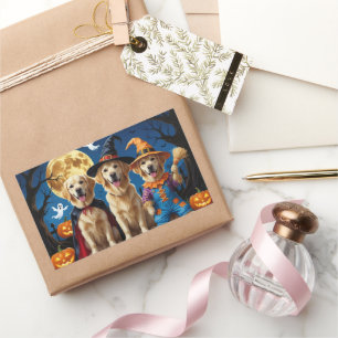 Golden Retriever Hunde Pumpkin Halloween Funny Rechteckiger Aufkleber