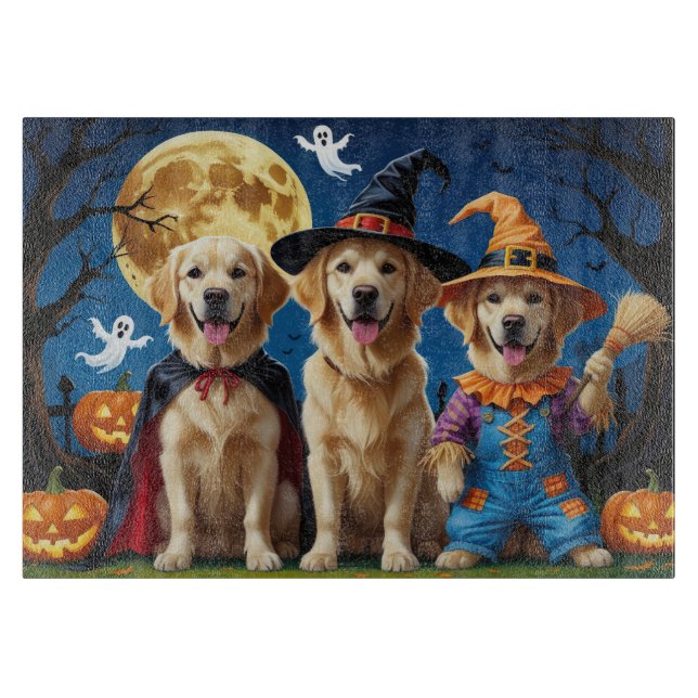 Golden Retriever Hunde Pumpkin Halloween Funny Schneidebrett (Vorderseite)