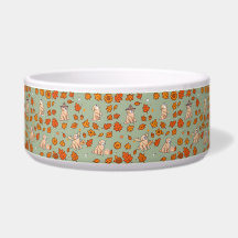 Golden Retriever Hunde-Schüssel Halloween Floral H