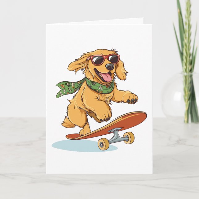 Golden Retriever Hunde Skateboarding Karte (Vorderseite)