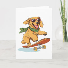 Golden Retriever Hunde Skateboarding Karte