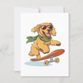 Golden Retriever Hunde Skateboarding Postkarte