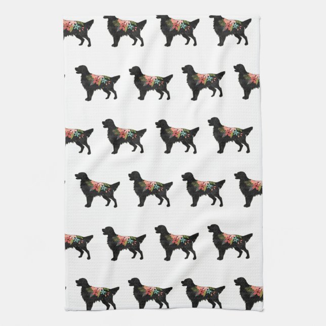 Golden Retriever Hunde Zucht Bohemische Blüte Geschirrtuch (Vertikal)