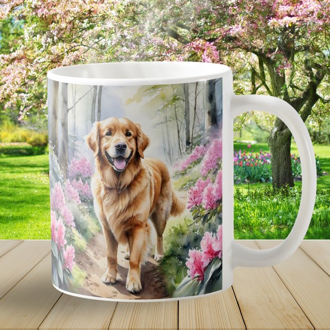 Golden Retriever Hunde Zucht Wasserfarbe Kaffeetasse (A pretty mug with picture of a Golden Retriever dog in a watercolor style)