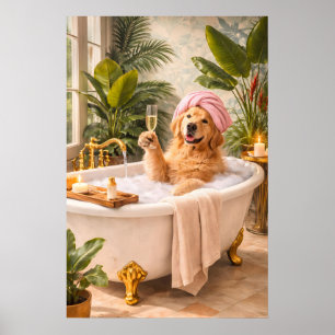 Golden Retriever Hundebad-Plakat, Lustige Tier-Spa Poster