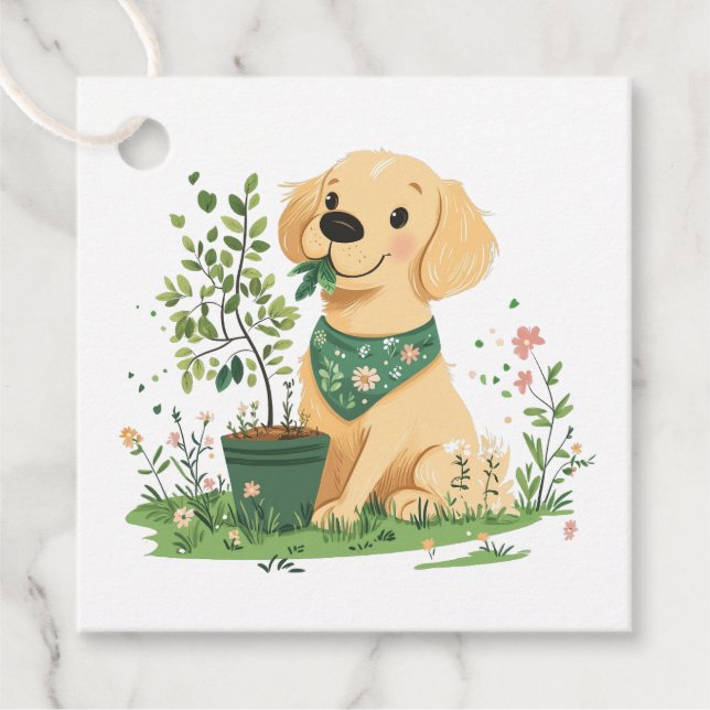 Golden Retriever Hundegarten Geschenkanhänger (Vorderseite)
