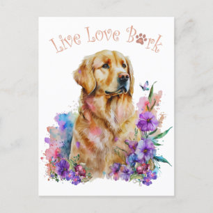 Golden Retriever Hundemama Blumen Postkarte