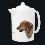 Golden retriever-Hundeteekanne<br><div class="desc">" Das Leben ist goldene" Anteile das Bild mit einem golden retriever-Hund auf dieser Teekanne. Der Text ist auf einer unterschiedlichen Schicht und kann leicht geändert werden oder beseitigt werden.</div>