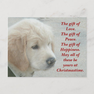 Golden Retriever Hundewelpen Weihnachtskarte Feiertagspostkarte