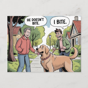 Golden Retriever I Beiße Lustige Cartoon Postkarte