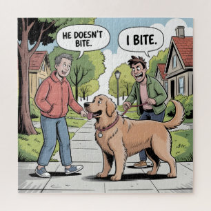 Golden Retriever I Beiße Lustige Cartoon Puzzle