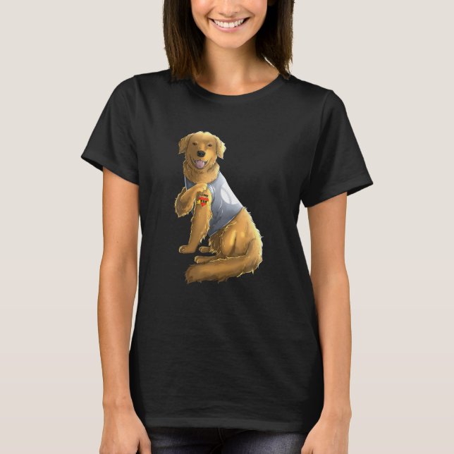 Golden Retriever I Liebe Mama Tattoo Dog Mutter T-Shirt (Vorderseite)