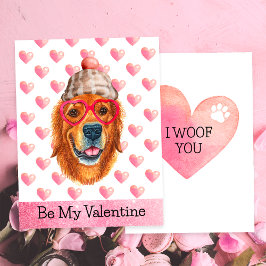 Golden Retriever I Woof You Dog Valentine's Day Feiertagskarte
