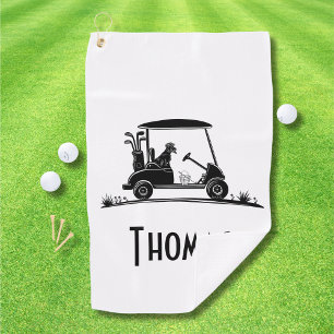 Golden Retriever im Einkaufswagen Name Golfhandtuch