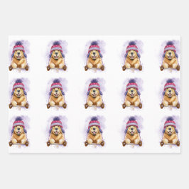 Golden Retriever im Rodeln Geschenkpapier Set