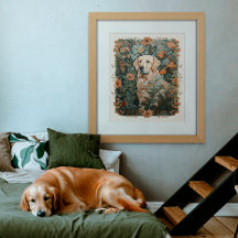 Golden Retriever im Stil von William Morris