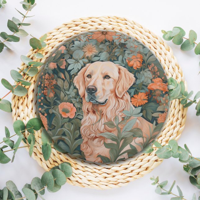 Golden Retriever im Stil von William Morris Pappteller (Von Creator hochgeladen)