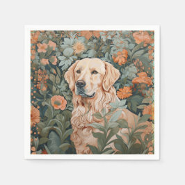 Golden Retriever im Stil von William Morris Serviette