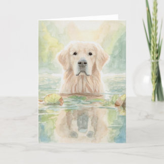 Golden Retriever im Teich Grußkarte Dankeskarte